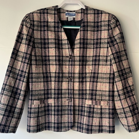 Pendleton Women's Plus Size Plaid Blazer Jacket Coat Wool Jacket, Sz 16 - Picture 5 of 12